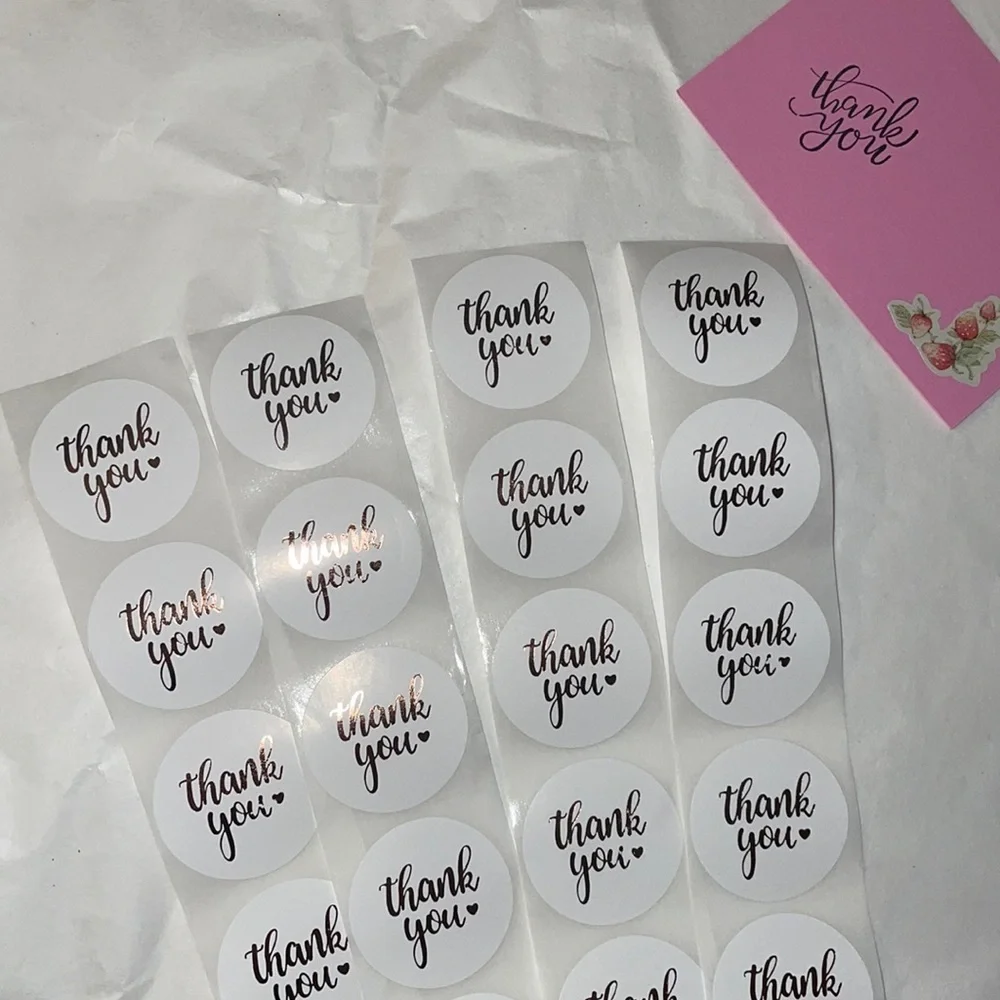 200 Rose Gold Thank You Stickers